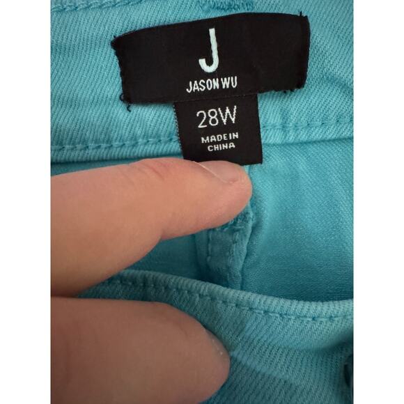 J Jason Wu Regular Colored Denim Straight Leg Cropped Jeans Blue 28W Plus - Picture 8 of 10